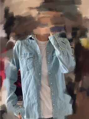 Levi's Light Blue Denim Snap-Front Shirt